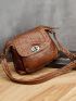 Minimalist Saddle Bag Flap Brown Vintage Medium