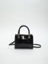 Letter Graphic Square Bag Double Handle Small Black