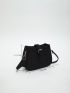 Crocodile Embossed Crossbody Bag Fashionable Buckle Decor Polyester