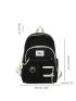 Letter Graphic Classic Backpack With Bag Charm For School