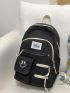 Letter Graphic Classic Backpack With Bag Charm For School