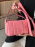 Small Flap Square Bag Quilted Pattern Neon Pink