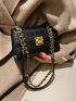 Crocodile Embossed Square Bag Mini Flap Elegant