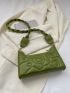 Quilted Baguette Bag Small Olive Green