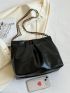 Minimalist Ruched Bag Chain Strap Black