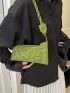 Quilted Baguette Bag Small Olive Green