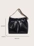 Minimalist Ruched Bag Chain Strap Black