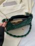 Quilted Baguette Bag Small Dark Green