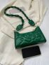 Quilted Baguette Bag Small Dark Green