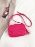 Crocodile Embossed Square Bag Tassel Decor Fashion Pink