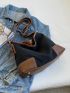 Two Tone Large Capacity Hobo Bag Vintage