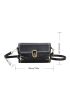 Mini Stitch Detail Flap Square Bag Buckle Decor Black