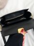 Mini Stitch Detail Flap Square Bag Buckle Decor Black