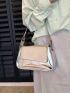 Metallic Flap Baguette Bag Funky Silver