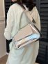 Metallic Flap Baguette Bag Funky Silver