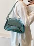 Metallic Flap Baguette Bag Funky Blue