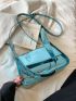 Metallic Flap Baguette Bag Funky Blue