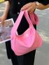 Button Detail Hobo Bag Fashion Pink