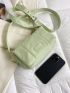 Quilted Square Bag Small Flap Green