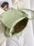 Quilted Square Bag Small Flap Green