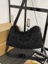 Raw Hem Detail Hobo Bag Large Capacity