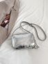 Crocodile Embossed Square Bag Tassel Decor Funky Metallic