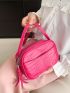 Crocodile Embossed Square Bag Tassel Decor Fashion Pink