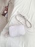 Crocodile Embossed Square Bag Tassel Decor Fashion White