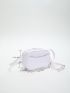 Crocodile Embossed Square Bag Tassel Decor Fashion White