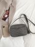 Small Square Bag Crocodile Embossed Tassel Decor