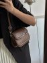 Mini Square Bag Minimalist Plain Brown Flap Magnet Design Adjustable Strap For Travel