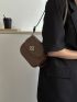 Mini Square Bag Minimalist Plain Brown Flap Magnet Design Adjustable Strap For Travel