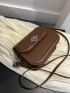 Mini Square Bag Minimalist Plain Brown Flap Magnet Design Adjustable Strap For Travel