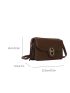 Small Flap Square Bag Brown Plain Turn-Lock Fashionable For Daily Work School