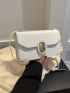 Small Flap Square Bag White Plain Turn-Lock Fashionable For Daily Work School