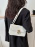 Small Flap Square Bag White Plain Turn-Lock Fashionable For Daily Work School