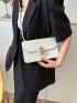 Small Flap Square Bag White Plain Turn-Lock Fashionable For Daily Work School