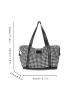 Large Shoulder Tote Bag Houndstooth High-Capacity Fashionable For Work School Workout Shopping