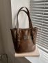 Large Shoulder Tote Bag Brown Color High-Capacity For Work School Workout Shopping