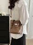 Large Shoulder Tote Bag Brown Color High-Capacity For Work School Workout Shopping