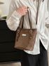 Large Shoulder Tote Bag Brown Color High-Capacity For Work School Workout Shopping