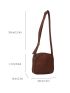 Small Square Bag Brown Plain With Zipper Quilted Fashionable For Daily Work Outdoor