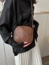 Small Square Bag Brown Plain With Zipper Quilted Fashionable For Daily Work Outdoor