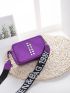 Mini Box Bag With Zipper Portable Purple Punk Studded Decor Adjustable Strap For Outdoor