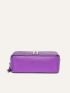 Mini Box Bag With Zipper Portable Purple Punk Studded Decor Adjustable Strap For Outdoor