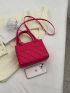 Quilted Square Bag Mini Double Handle Neon Pink