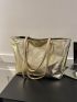 Large Shoulder Tote Bag Gold Color High-Capacity For Work School Workout Shopping