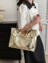 Large Shoulder Tote Bag Gold Color High-Capacity For Work School Workout Shopping