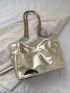 Large Shoulder Tote Bag Gold Color High-Capacity For Work School Workout Shopping