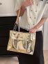 Large Shoulder Tote Bag Gold Color High-Capacity For Work School Workout Shopping